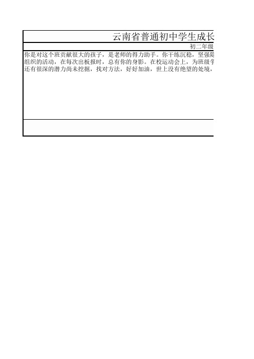 10云南省初中综合素质,完整版综合素质评定表