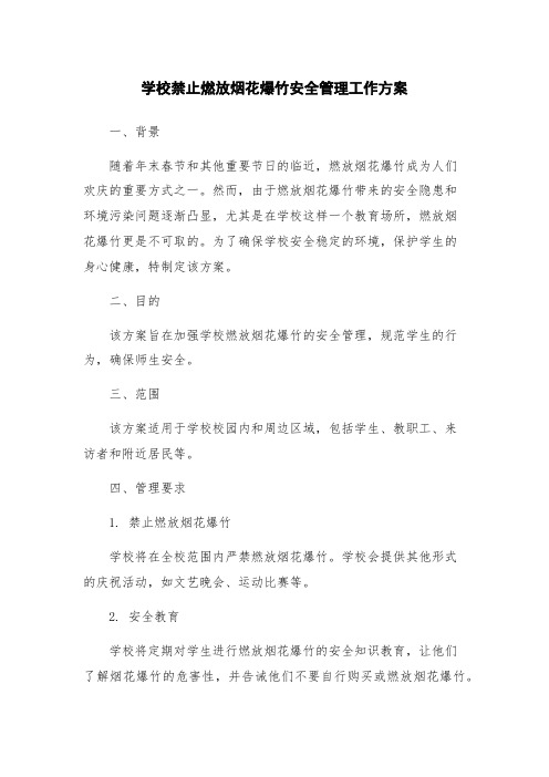 学校禁止燃放烟花爆竹安全管理工作方案