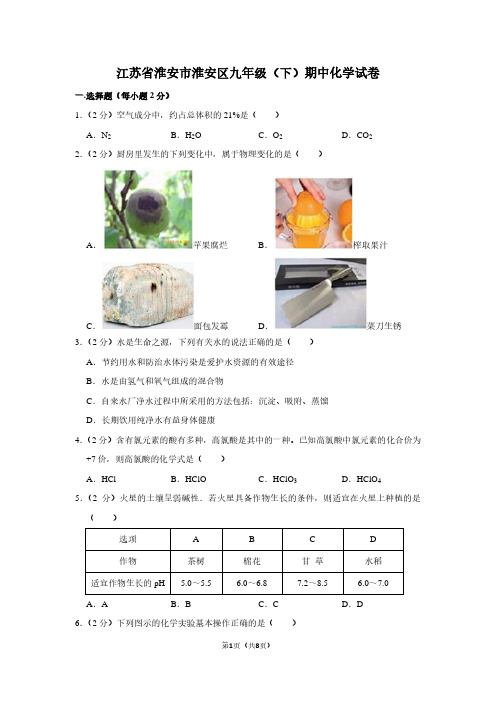 江苏省淮安市淮安区九年级(下)期中化学试卷