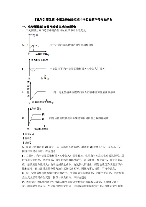 【化学】图像题 金属及酸碱盐反应中考经典题型带答案经典