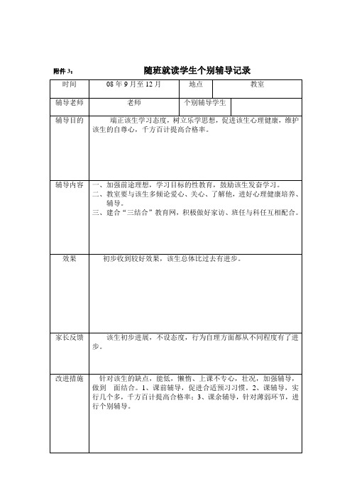 随班就读学生个别辅导记录--1