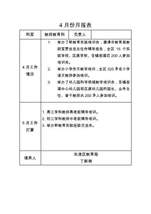 4月份月报表