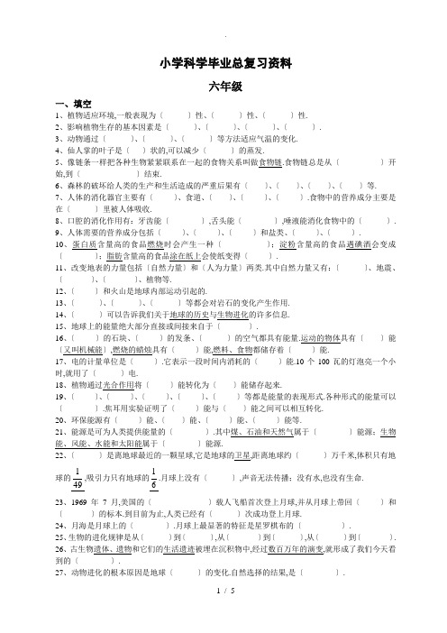 湘教版科学毕业总复习资料