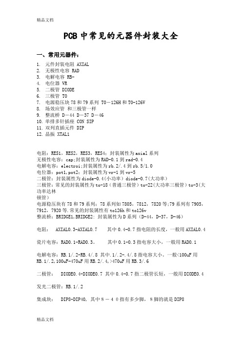 PCB中常见的元器件封装大全教学文案