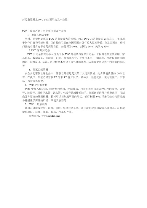 封边条原料之PVC的主要用途及产业链