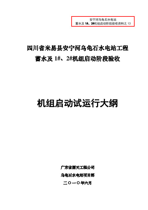 水电站工程启动阶段验收机组启动试运行大纲