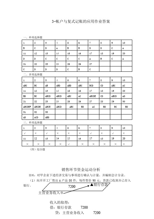 3帐户与复式记账的应用作业答案