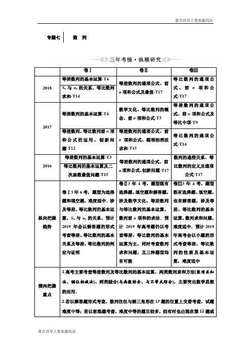 数学讲义：第一部分 专题七 数 列