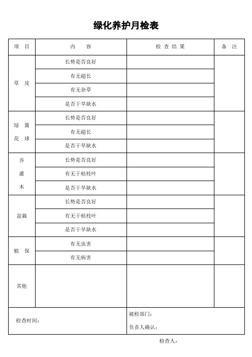 绿化养护月检表