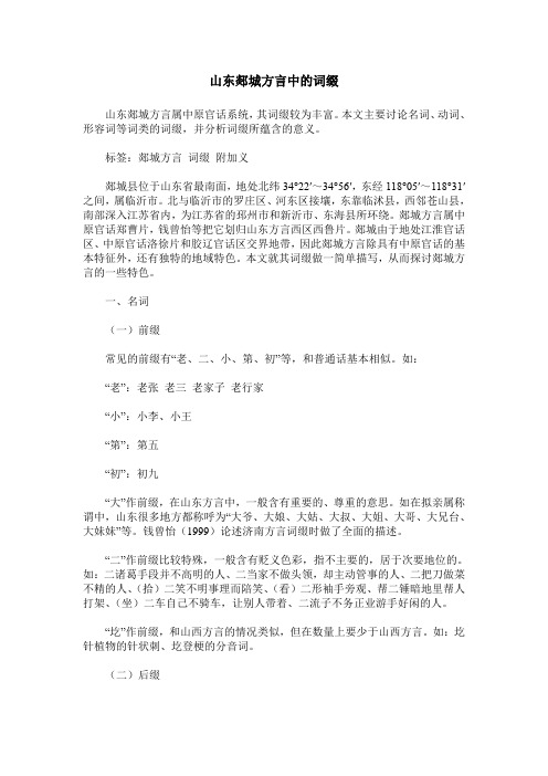 山东郯城方言中的词缀