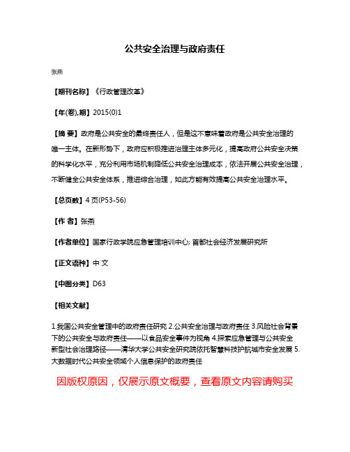 公共安全治理与政府责任