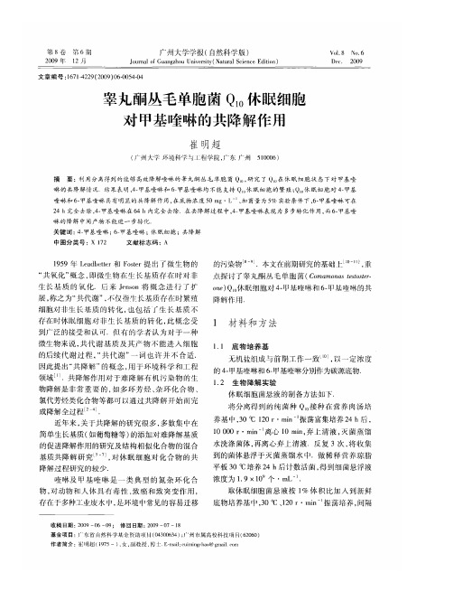 睾丸酮丛毛单胞菌Q_10休眠细胞对甲基喹啉的共降解作用