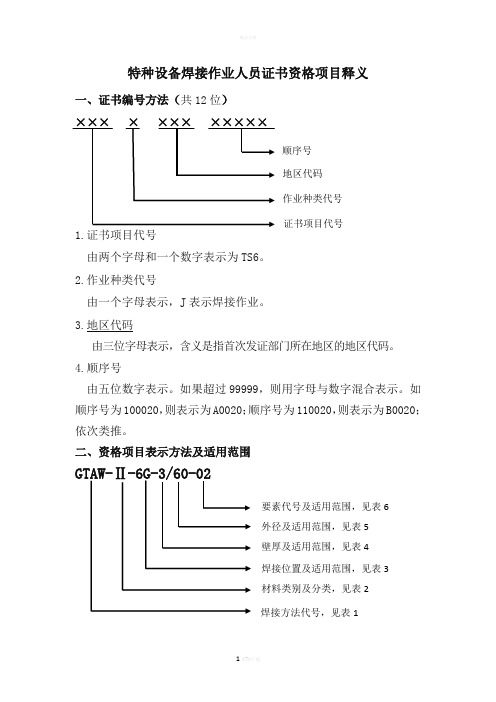 焊工证资格项目释义