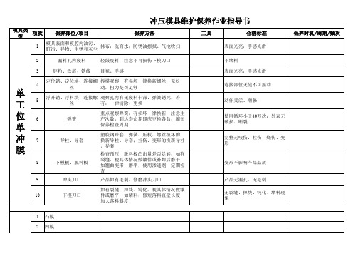 冲压模具维护保养作业指导书