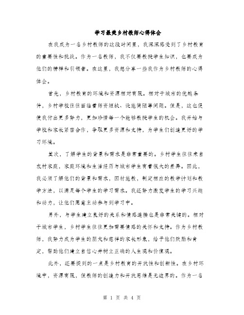 学习最美乡村教师心得体会（二篇）