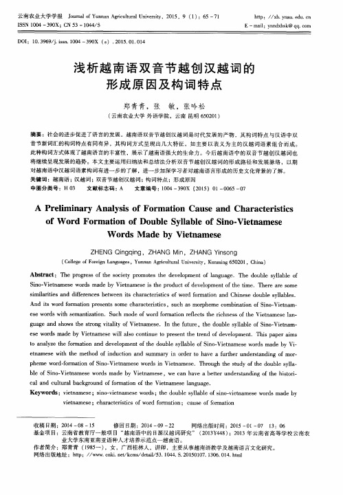 浅析越南语双音节越创汉越词的形成原因及构词特点