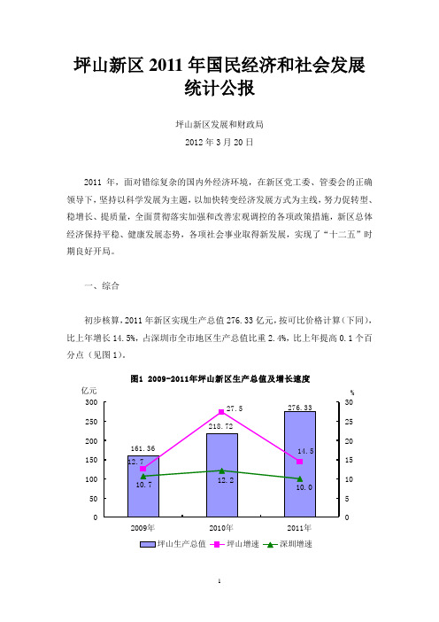 坪山新区2011年国民经济和社会发展