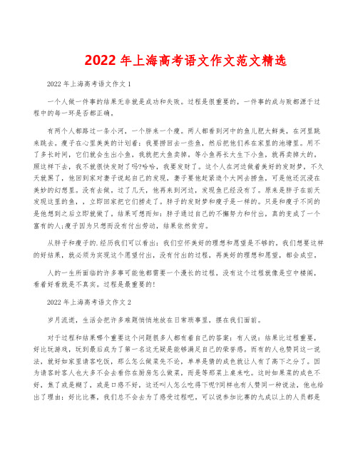 2022年上海高考语文作文范文精选