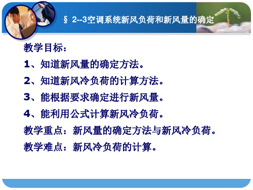 空气调节技术与应用课件-2-4空调系统新风负荷和新风量的确定