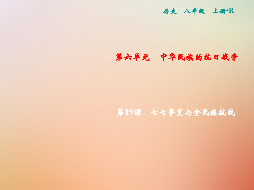 2018年秋八年级历史上册 第6单元 中华民族的抗日战争 第19课 七七事变与全民族抗战课件 新人教