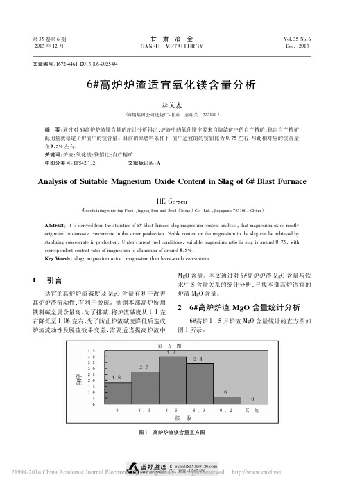 6_高炉炉渣适宜氧化镁含量分析_赫戈森