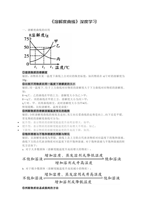 人教版九年级化学下册9.2《溶解度曲线》深度学习(word版,含答案)