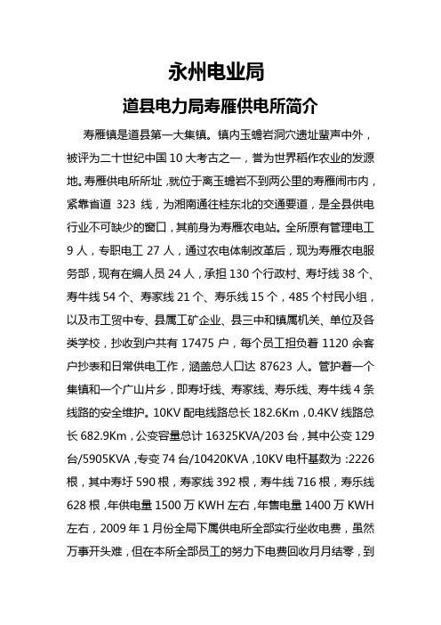 寿雁供电所简介
