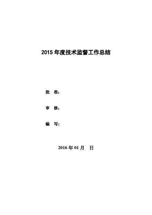 发电厂2015年技术监督工作总结及2016年度工作计划