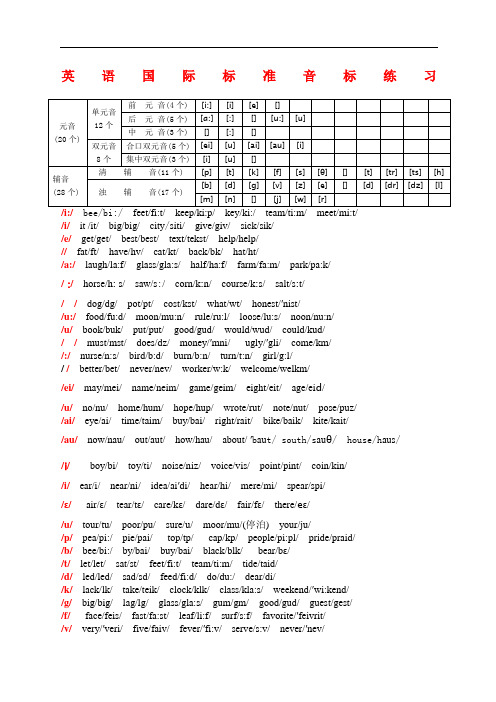 英语国际音标练习题