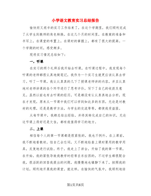 小学语文教育实习总结报告(3篇)