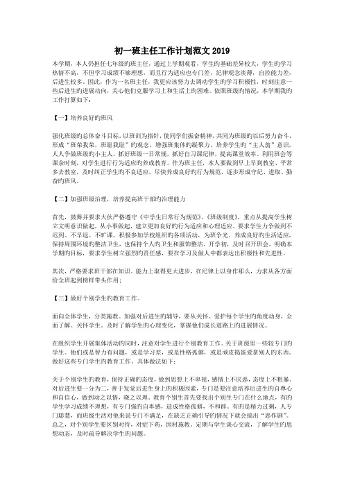 初一班主任工作计划范文2019.doc