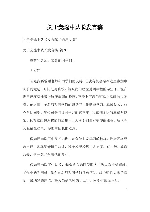 关于竞选中队长发言稿