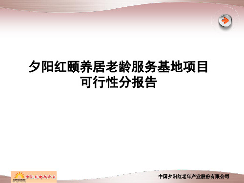 夕阳红颐养居老龄服务基地项目可行性分报告