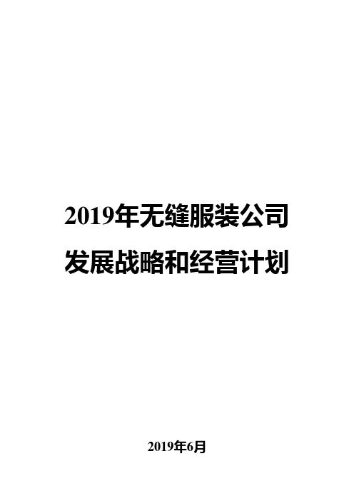 2019年无缝服装公司发展战略和经营计划