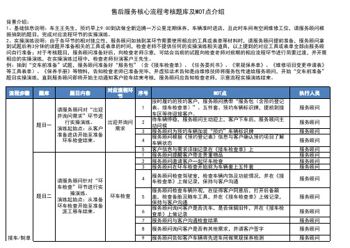 一汽大众售后服务核心流程考核题库及MOT点介绍