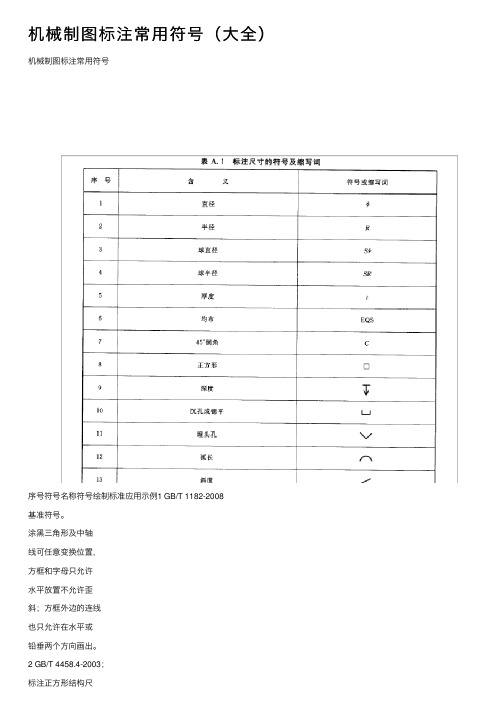 机械制图标注常用符号（大全）