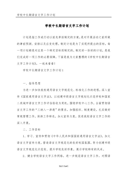 学校中长期语言文字工作计划