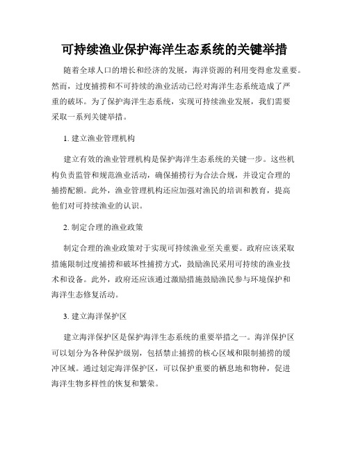 可持续渔业保护海洋生态系统的关键举措