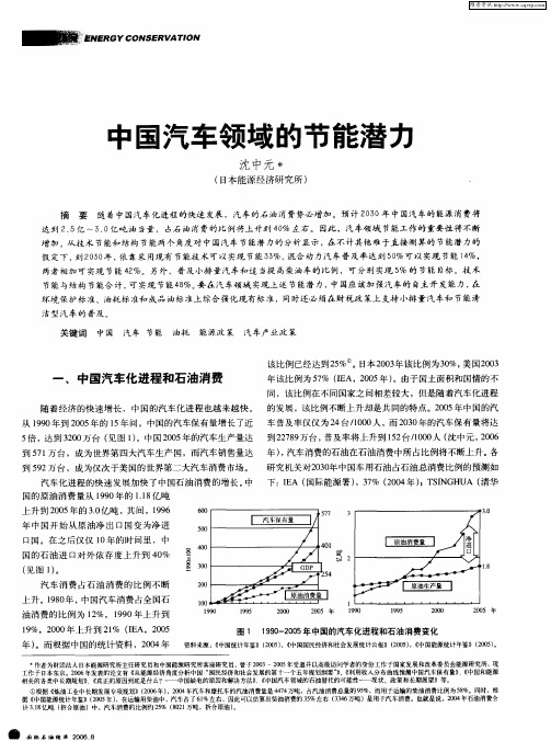 中国汽车领域的节能潜力