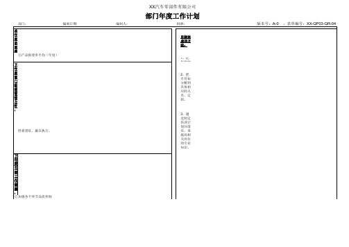 部门年度工作计划表