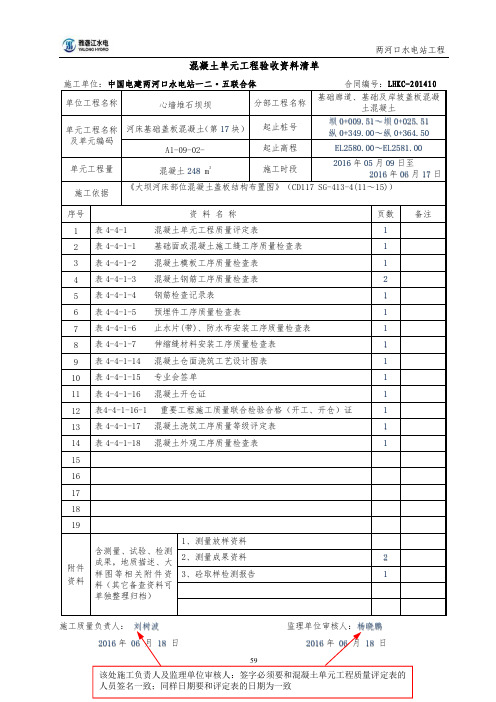 混凝土质量管理用表