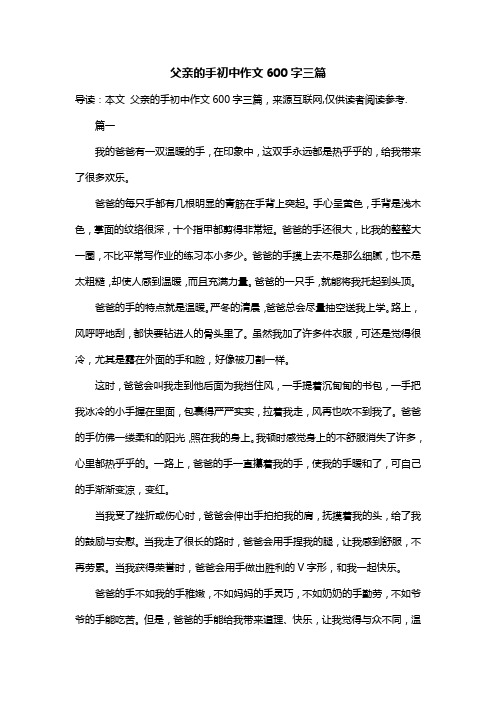 父亲的手初中作文600字三篇