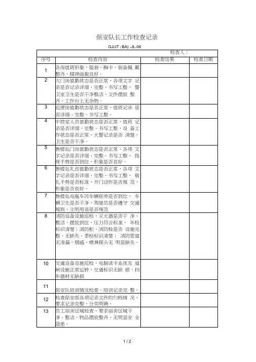 06保安队长工作检查记录