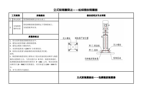 立式泵隔震做法低频橡胶隔震器( word档可修改 工艺流程 质量控制点 做法说明及节点详图)