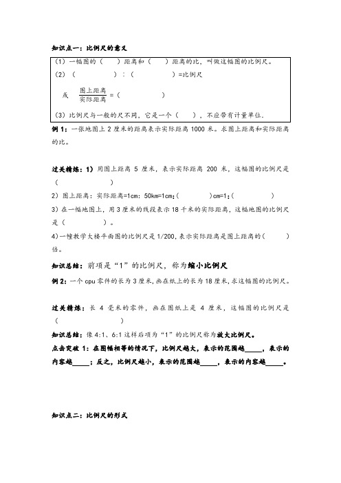 北师大六下 比例尺知识点+对应练习