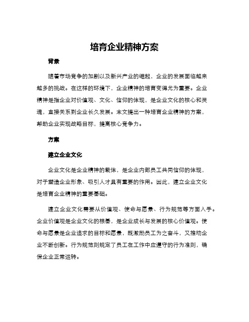 培育企业精神方案