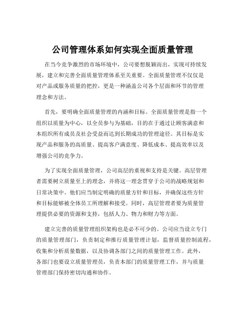 公司管理体系如何实现全面质量管理