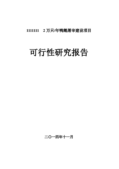 鸭鹅屠宰建设项目可研报告