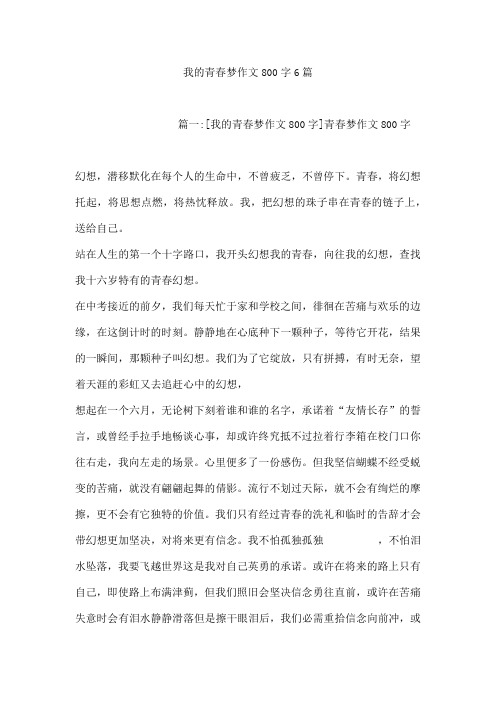 我的青春梦作文800字6篇