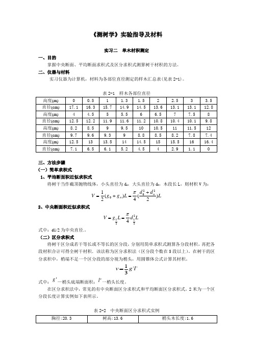 测树学实验指导及材料